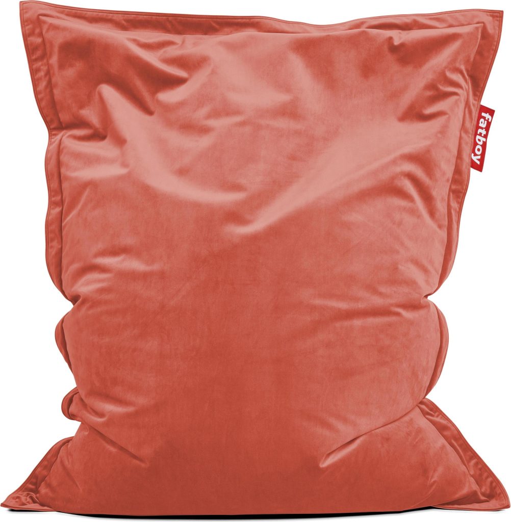 Puf Fatboy The Original Slim Velvet czerwonopomarańczowy z recyklingu – elegancki design, trwały materiał, komfortowy