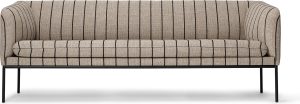 Sofa trzyosobowa Turn w paski beżowo-czarna – elegancki design, komfortowe siedzisko, nowoczesny styl