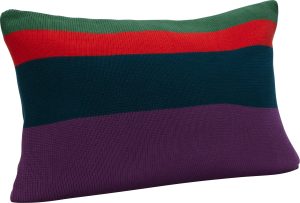 Poduszka Hübsch 40 x 60 cm fioletowo-czerwono-zielona w paski – designerski akcent, komfort, stylowy dodatek do wnętrz