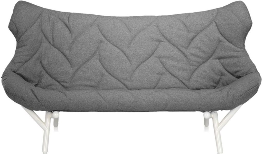 Sofa Foliage biała rama szara wełna – stylowy design, wygodne siedzisko, nowoczesny wygląd