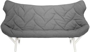 Sofa Foliage biała rama szara wełna – stylowy design, wygodne siedzisko, nowoczesny wygląd