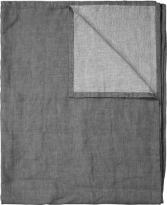 Narzuta Linka 150 x 200 cm ciemnoszara lniana – elegancki dodatek do sypialni, naturalny materiał, uniwersalny kolor