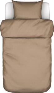 Pościel Senja 140 x 200 cm jasnobrązowa z poszewką na poduszkę 70 x 90 cm – wysoka jakość, komfort, elegancki design