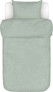 Pościel Valka 140 x 200 cm pistacjowa lniana z poszewką na poduszkę 70 x 90 cm – naturalny materiał, stylowy kolor, komfortowy rozmiar