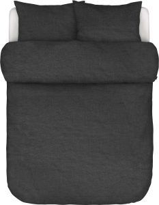 Pościel Valka 240 x 220 cm antracytowa lniana z 2 poszewkami na poduszki 60 x 70 cm – elegancki design, naturalny materiał