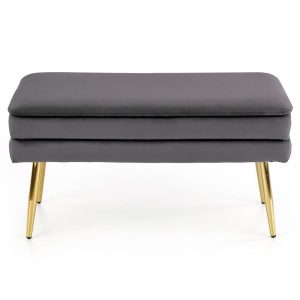 Pufa Velva popielaty/złoty – nowoczesny design, wygodna, tapicerowana, idealna do salonu