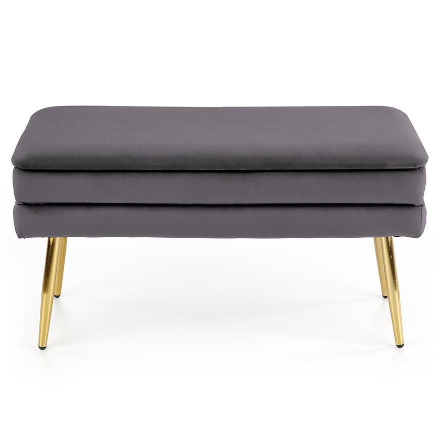 Pufa Velva popielaty/złoty – nowoczesny design, wygodna, tapicerowana, idealna do salonu