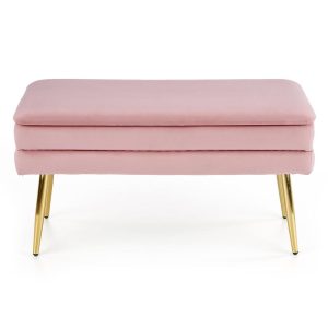 Pufa Velva różowy/złoty – elegancki design, komfortowy materiał, idealna do salonu