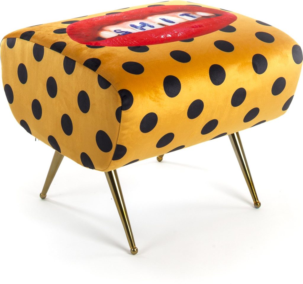 Puf Seletti Wears Toiletpaper Shit – unikalny design, kolorowy, materiał tekstylny