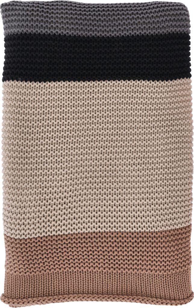 Narzuta Bold Knit 130 x 170 cm brązowo-szara – nowoczesny design, wysoka jakość, miękki materiał