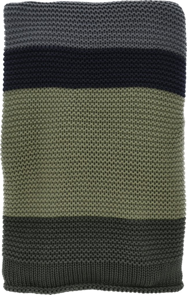 Narzuta Bold Knit 130 x 170 cm – elegancki design, zielono-czarna, komfortowy materiał