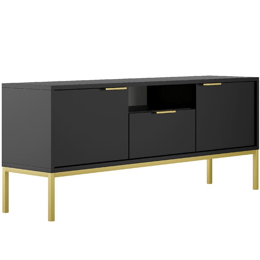 Szafka RTV 135 Austin Czarny/Złoty – nowoczesny design, funkcjonalne przechowywanie, elegancki kolor