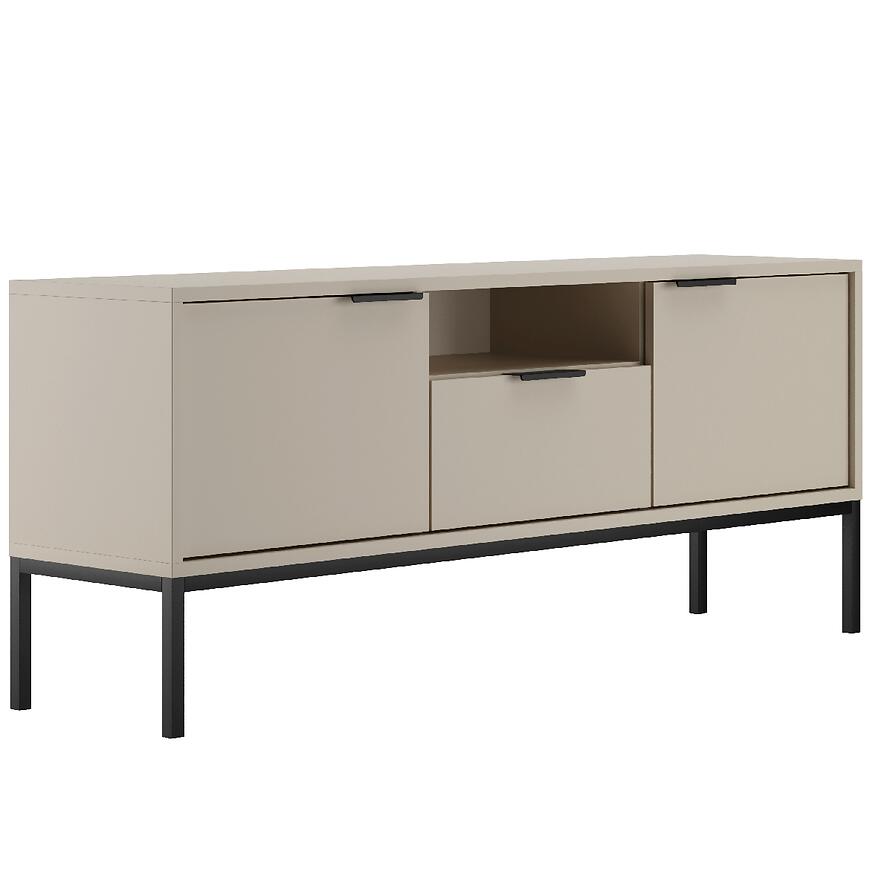 Szafka RTV 135 Austin Kaszmir/Czarny – nowoczesny design, funkcjonalność, elegancki kolor