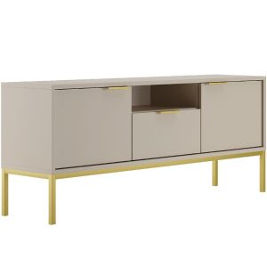 Szafka RTV 135 Austin Kaszmir/Złoty – elegancki design, funkcjonalność, kolor kaszmir, rozmiar 135 cm