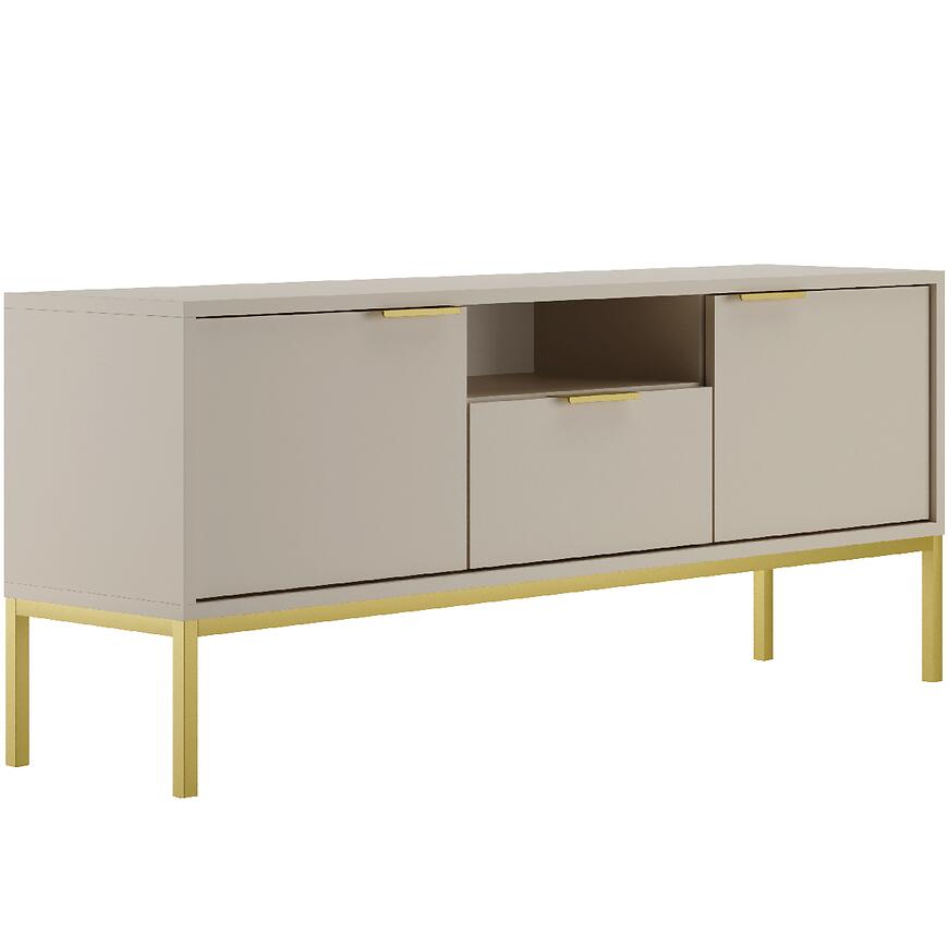 Szafka RTV 135 Austin Kaszmir/Złoty – elegancki design, funkcjonalność, kolor kaszmir, rozmiar 135 cm