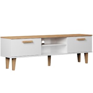 Szafka RTV 160 Denver Biały/Hikora – nowoczesny design, funkcjonalność, elegancki wygląd