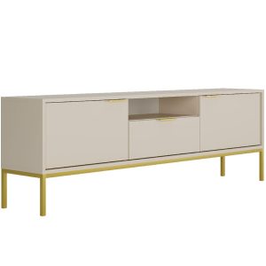Szafka RTV 175 Austin Kaszmir/Złoty – elegancki design, kolor kaszmir, złote akcenty, funkcjonalność
