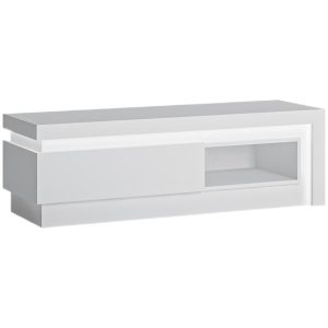 Szafka RTV 1S Lyon Lyof02 Biały Alpin/Biały – nowoczesny design, funkcjonalność, materiał MDF