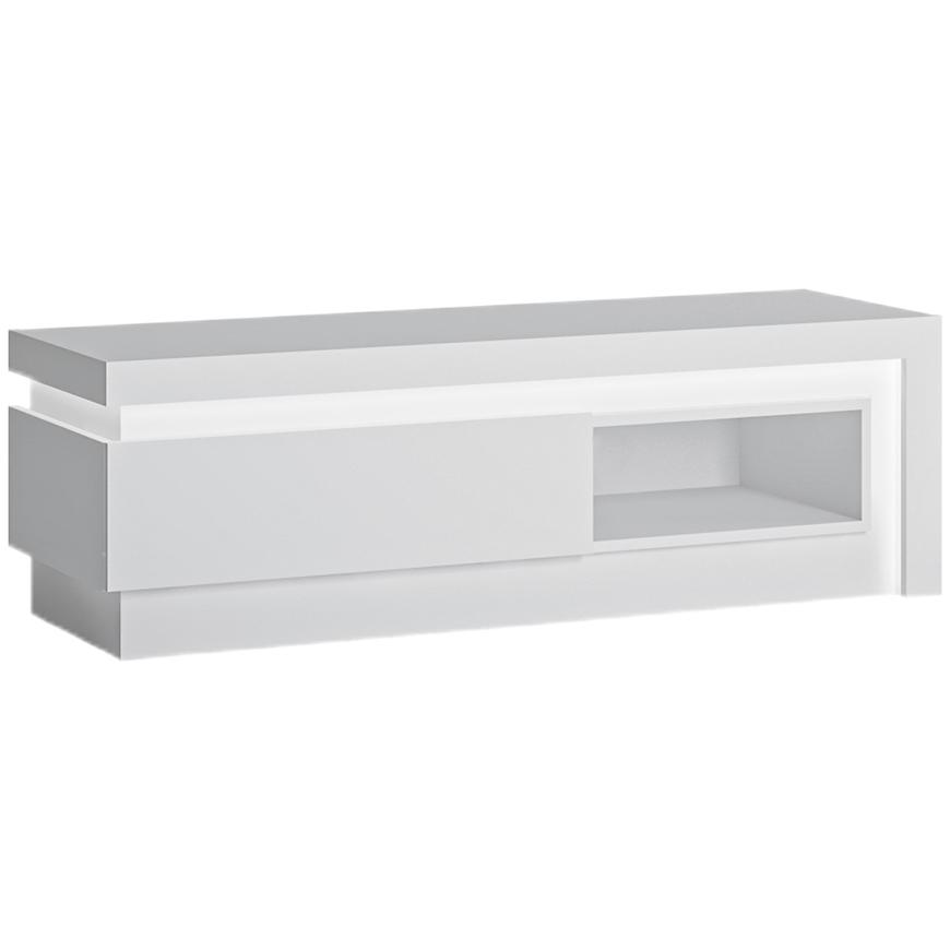Szafka RTV 1S Lyon Lyof02 Biały Alpin/Biały – nowoczesny design, funkcjonalność, materiał MDF