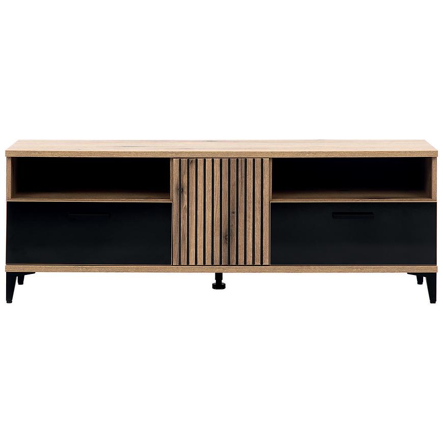 Szafka RTV Aris As01 Dąb/Czarny – nowoczesny design, funkcjonalność, materiał: dąb
