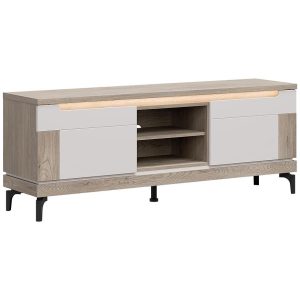 Szafka RTV Aston An01 Dąb/Kaszmir – nowoczesny design, funkcjonalność, materiał dąb, kolor kaszmir