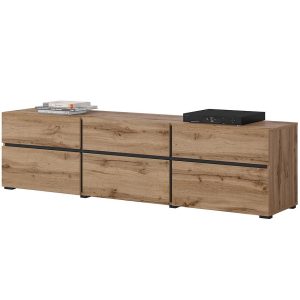 Szafka RTV Cross 3k3s Dąb Wotan/Czarny 41 – nowoczesny design, funkcjonalność, wymiary 41, materiał dąb wotan