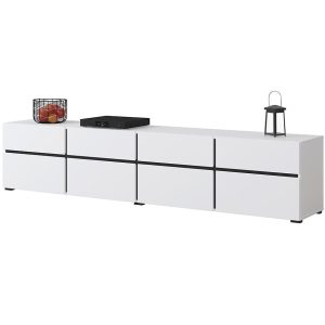 Szafka RTV Cross 4k4s Biały/Czarny 40 – nowoczesny design, funkcjonalność, idealna do salonu