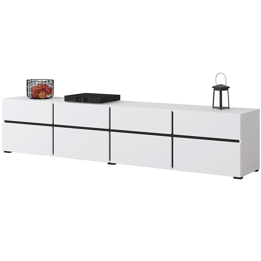 Szafka RTV Cross 4k4s Biały/Czarny 40 – nowoczesny design, funkcjonalność, idealna do salonu