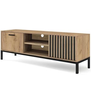 Szafka RTV Lamino RTV-1 dąb craft/czarny – nowoczesny design, funkcjonalność, dwa kolory, styl skandynawski