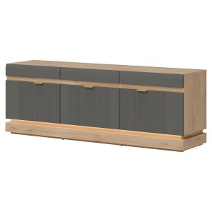 Szafka RTV Milton Ml01 Dąb Crem Torro Szary – nowoczesny design, funkcjonalność, uniwersalny kolor