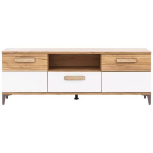 Szafka RTV Snobi Sb01 Dąb Craft/Biel Alpejska – nowoczesny styl, funkcjonalność, wysoka jakość