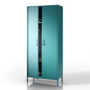 Szafa na ubrania metalowa morska / turkusowa: Modern FLAVIO, 800 x 1850 x 450 mm