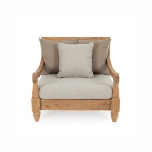 Fotel Bolzano Breeze 90×90 natural drewno teakowe tkanina olefinowa