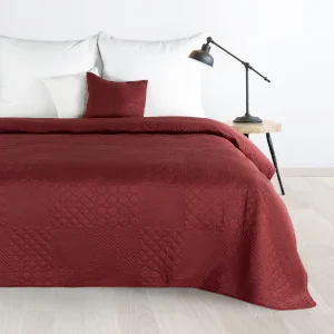 Narzuta bordowa 220×240 cm z patchworkowym motywem wytłaczanym techniką hot press BONI 5 Design 91