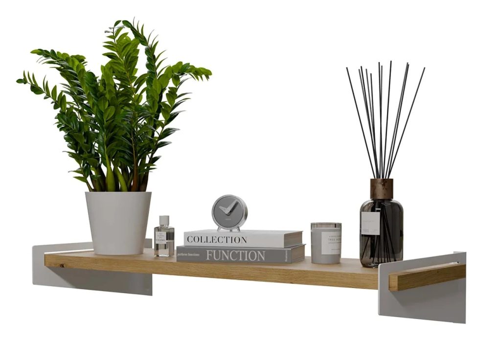 Industrialna Półka Biały Ścienna + Dąb Artisan R7-F65