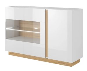 Komoda Z Biały Witryną + Dąb Grandson K6-P31