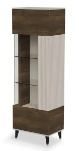 Witryna z lamelami do salonu w kolorze orzech + kaszmir N1-C05