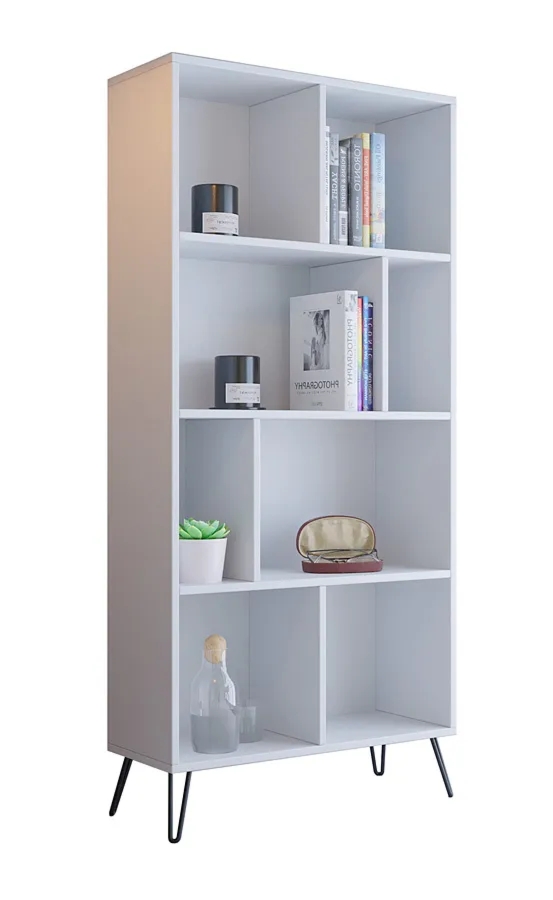 Biały wysoki regał z półkami w stylu loft S9-R36