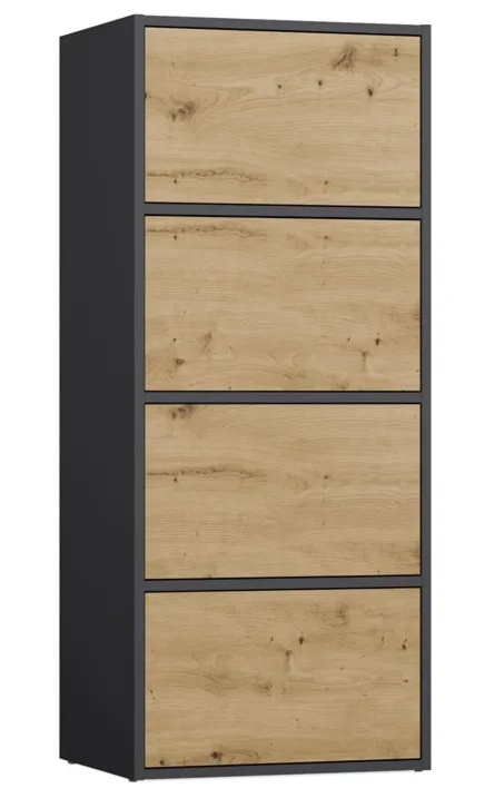 Nowoczesny regał zamykany antracyt + dąb artisan C2-L55