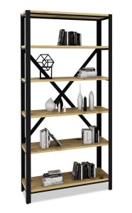 Loftowy regał na książki czarny + dąb artisan K6-K35