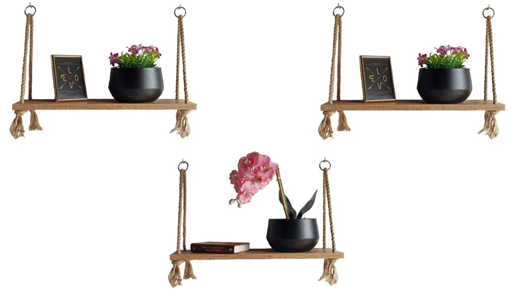 Komplet trzech półek wiszących dąb craft złoty R8-N09