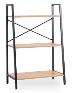 Otwarty niski regał w stylu loft czarny + dąb złoty N0-C57