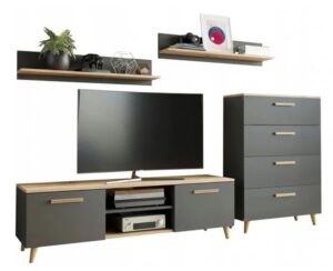 Zestaw rtv do pokoju antracyt + dąb artisan M3-E83