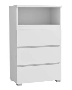 Biały minimalistyczny regał na nóżkach W7-N36