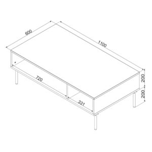 Stolik kawowy z półką biały mat 110 x 60 cm Modena – elegancki design, funkcjonalność, wysoka jakość