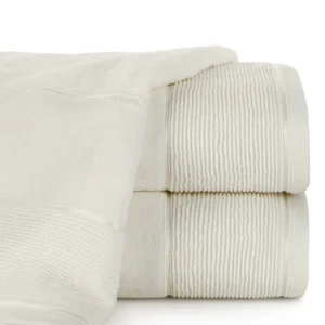Ręcznik do rąk 30×50 cm bawełniany kolor kremowy z welurową bordiurą 500 g/m2 EMMA