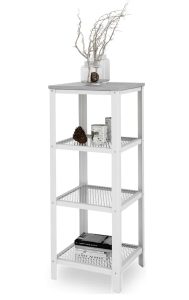 Minimalistyczny regał z metalowym stelażem biały + beton D6-M26