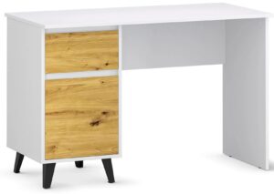 Skandynawskie biurko z szafką i szufladą biały + dąb artisan L5-C56