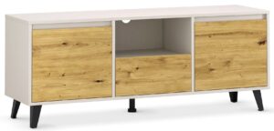 Szafka RTV na czarnych nóżkach kaszmir + dąb artisan R0-B56