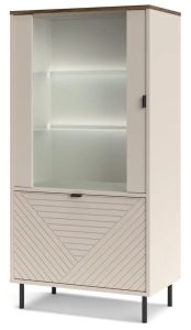 Witryna niska na nóżkach z led kaszmir + dąb castello E3-G27